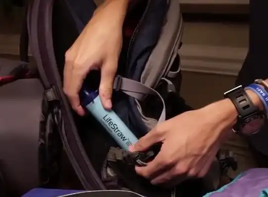 Lifestraw water filter simply fit in the bag