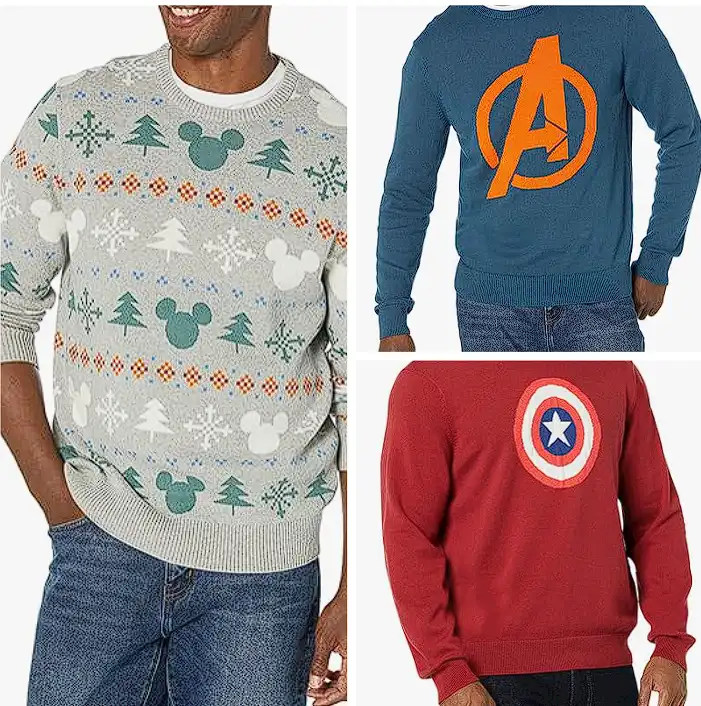 Amazon Essentials Disney Marvel Star Wars Mens Crew Sweaters