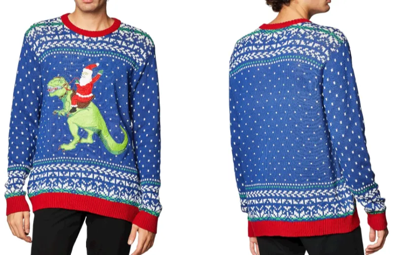 Blizzard Bay Mens Ugly Christmas Sweater Dinosaur