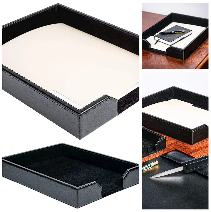 Dacasso Bonded Leather Desktop Tray Luxury Letter Holder & Paper Organizer for Desk