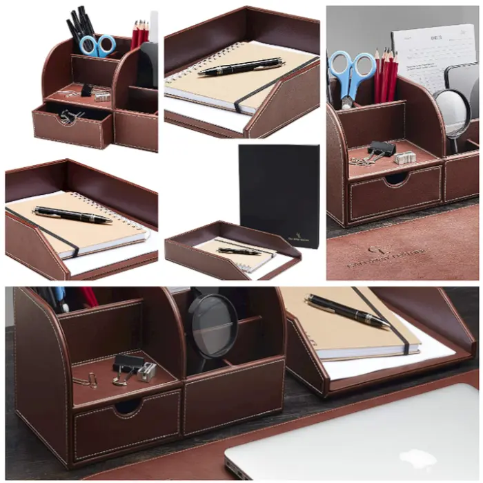 Gallaway Leather - Desk Organizer and Letter Tray Combo