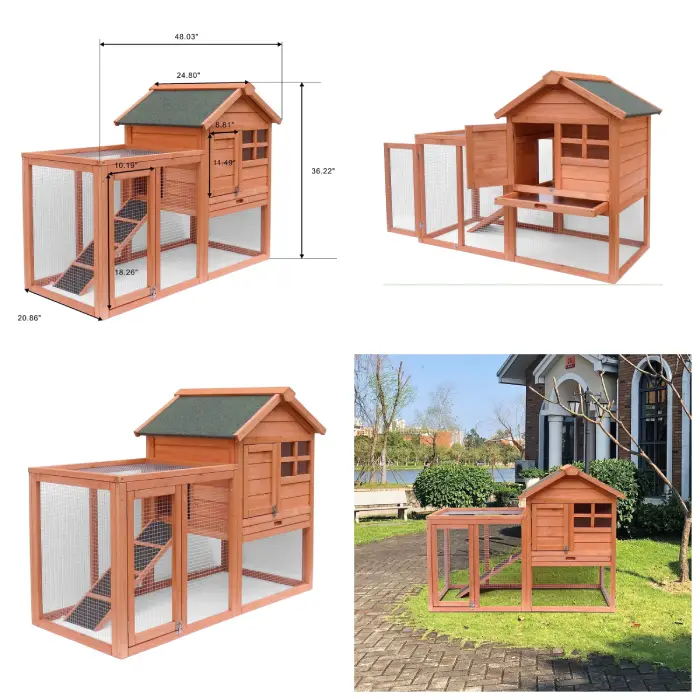 Goohome Rabbit Hutch Indoor, Wooden Outdoor Rabbit Hutch