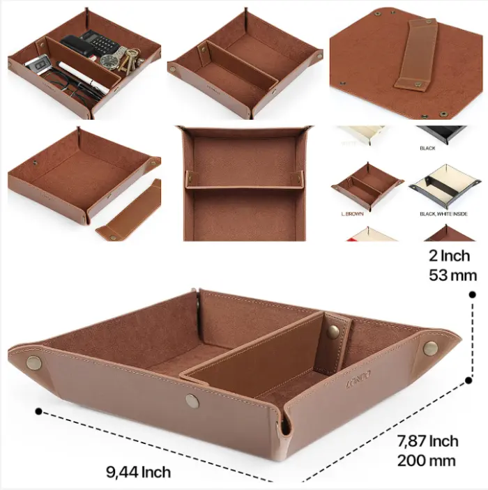 Londo Leather Tray Organizer - Practical Storage Box for Office Equipment