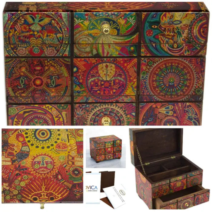 NOVICA Decoupage Wood Jewelry Box Chest of Drawers