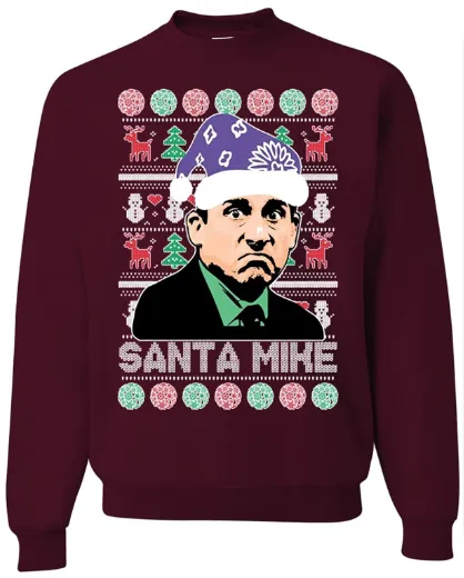 Santa Mike Michael Scott The Office Ugly Christmas Crewneck Sweatshirt