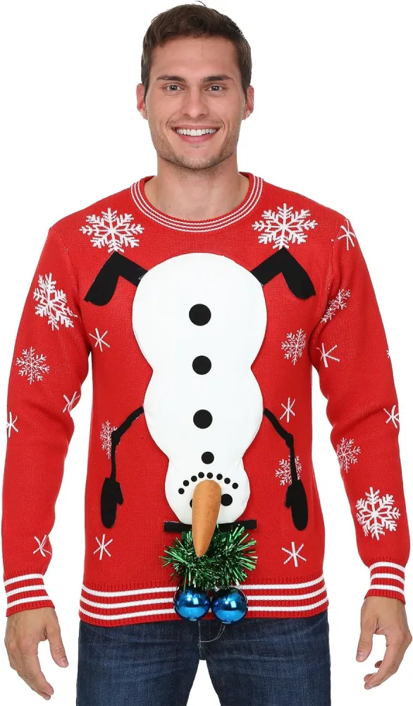 Snowman Balls Adult Ugly Christmas Sweater Funny 3D Holiday Sweaters