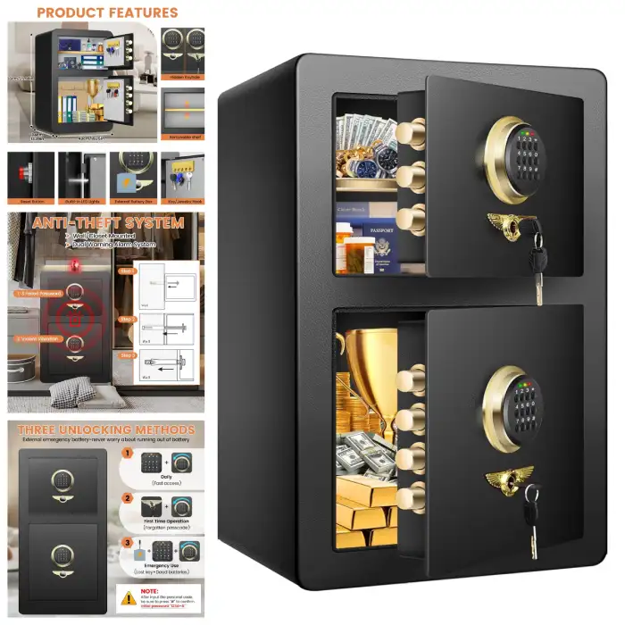 [2023 NEW] 4.7 Cu ft Extra Large Home Safe Fireproof Waterproof with [DOUBLE SAFES]