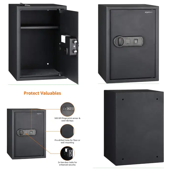 Amazon Basics Steel Home Security Electronic Safe with Programmable Keypad Lock