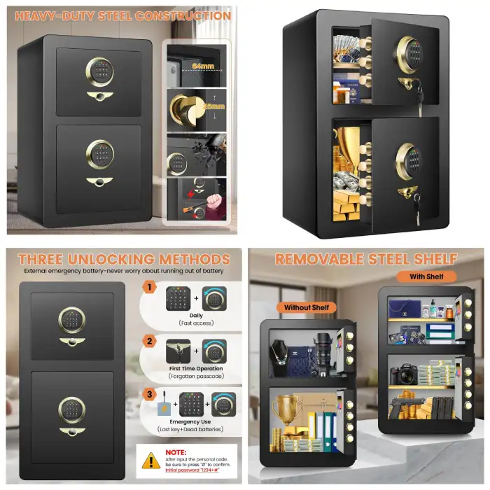 Cu ft Large Home Safe Fireproof Waterproof with DOUBLE SAFES